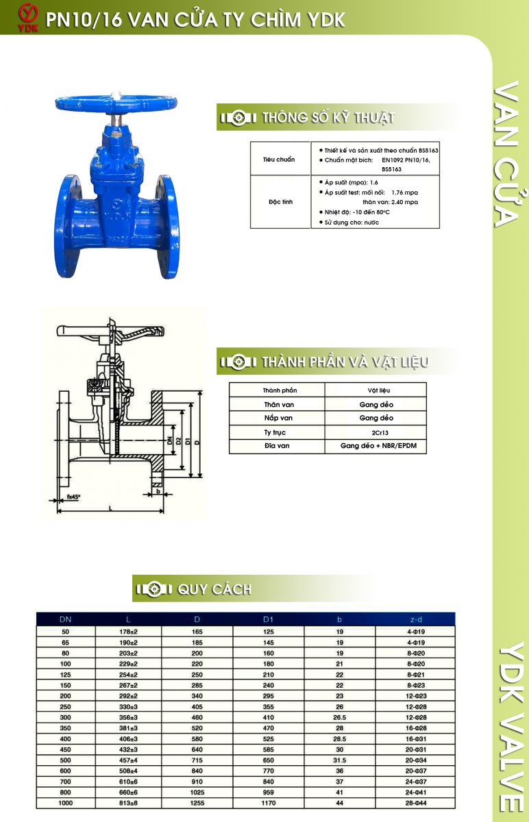 Catalogue van cua ty chim canh cao su YDK Korea