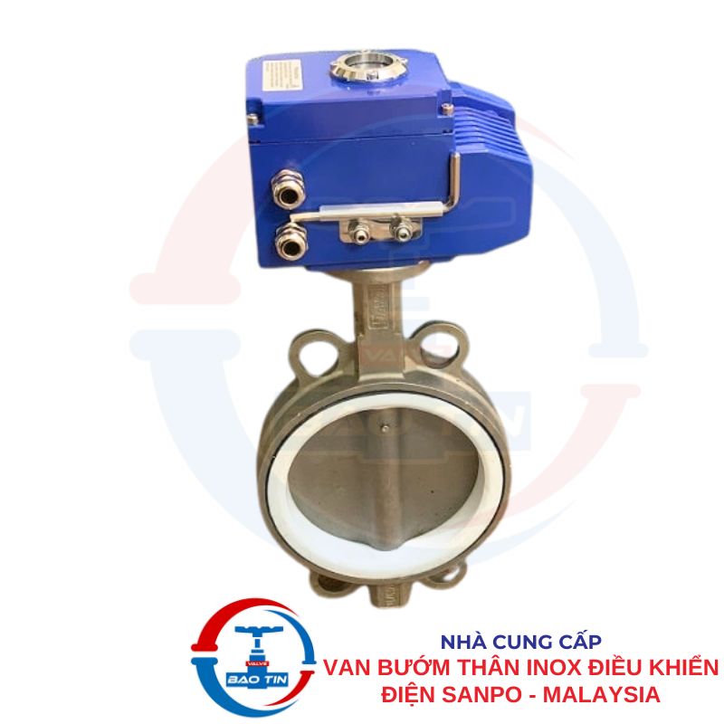 Van bướm thân inox điều khiển điện 220VAC ON/OFF Sanpo