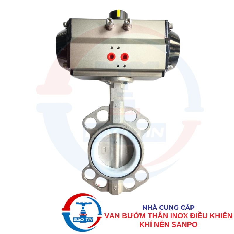 Van bướm inox điều khiển khí nén Sanpo - Malaysia