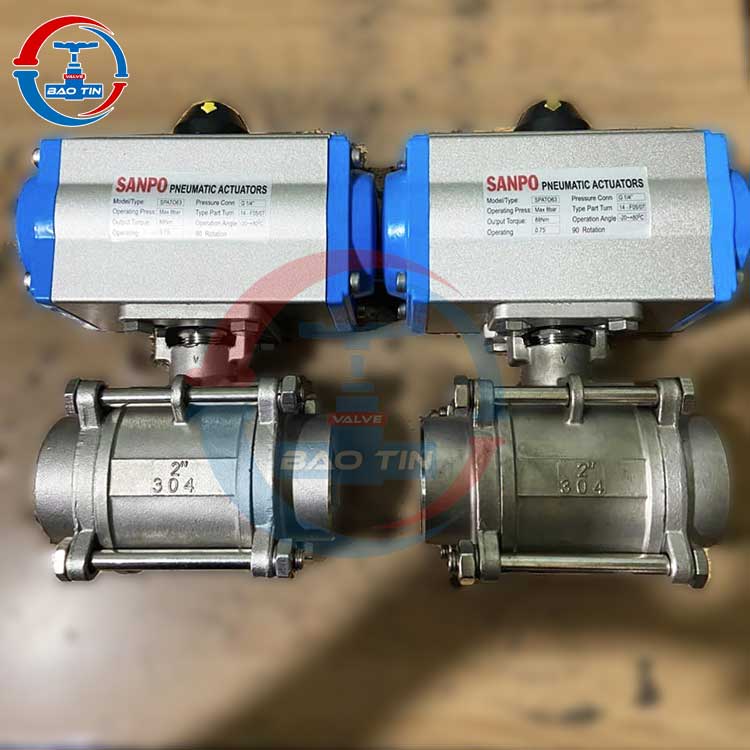 Van bi 3PC điều khiển khí nén Sanpo