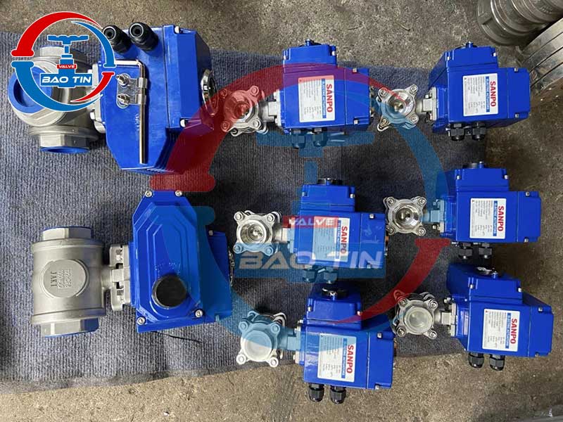 Van bi 3PC điều khiển điện thương hiệu Sanpo