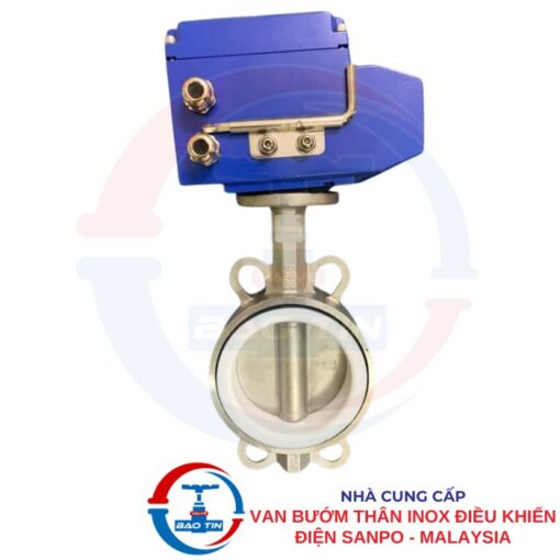 Van bướm inox điều khiển điện Sanpo