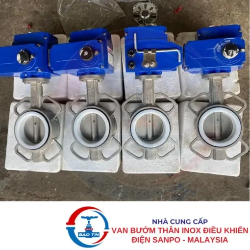 Van bướm thân inox điện Sanpo
