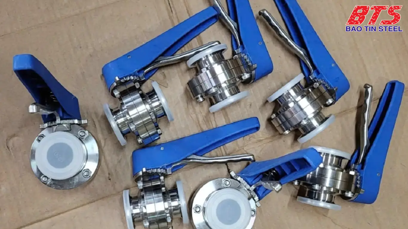 Hình ảnh thực tế van bướm vi sinh tay gạt