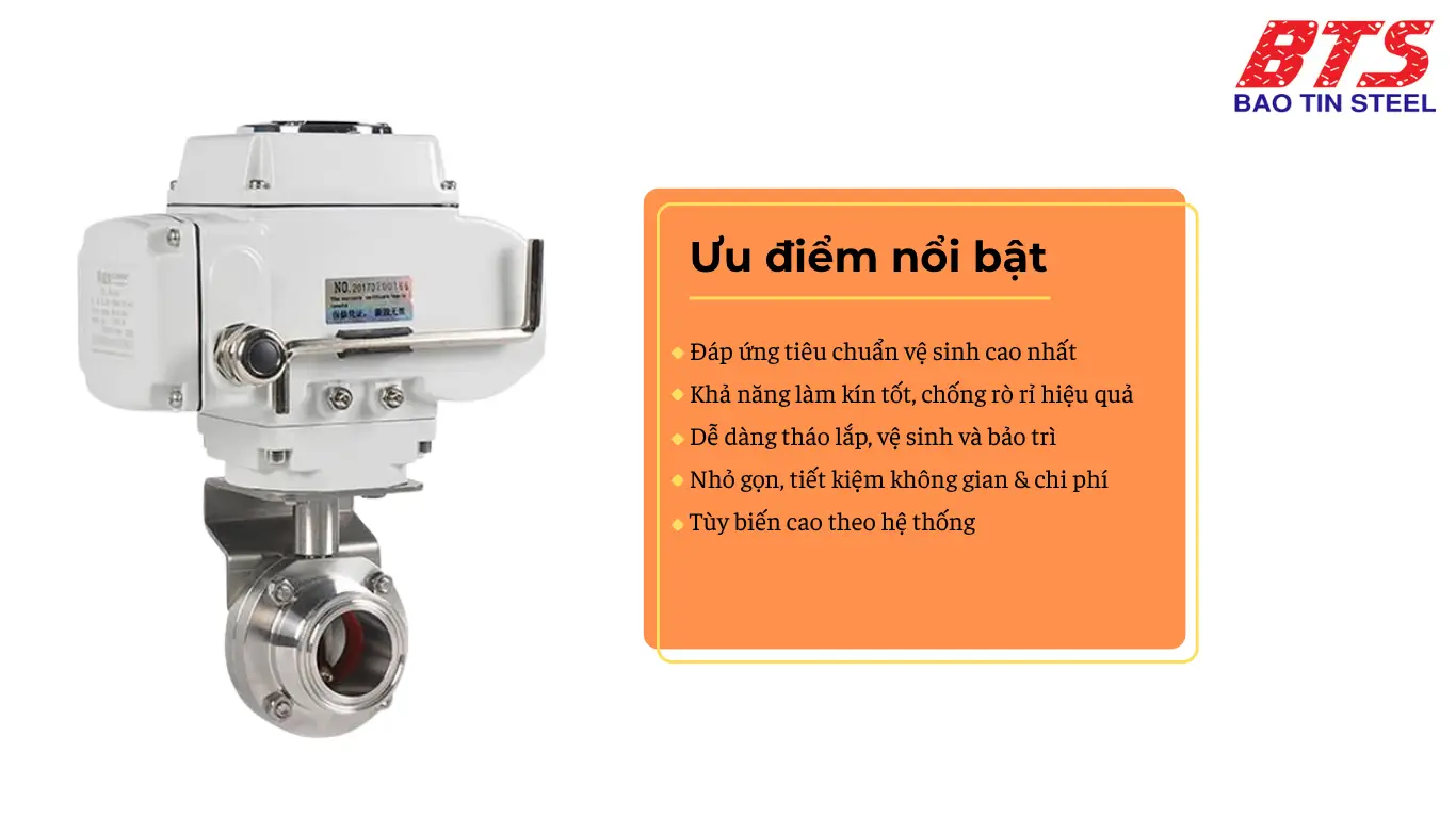 Ưu điểm nổi bật của van bướm vệ sinh