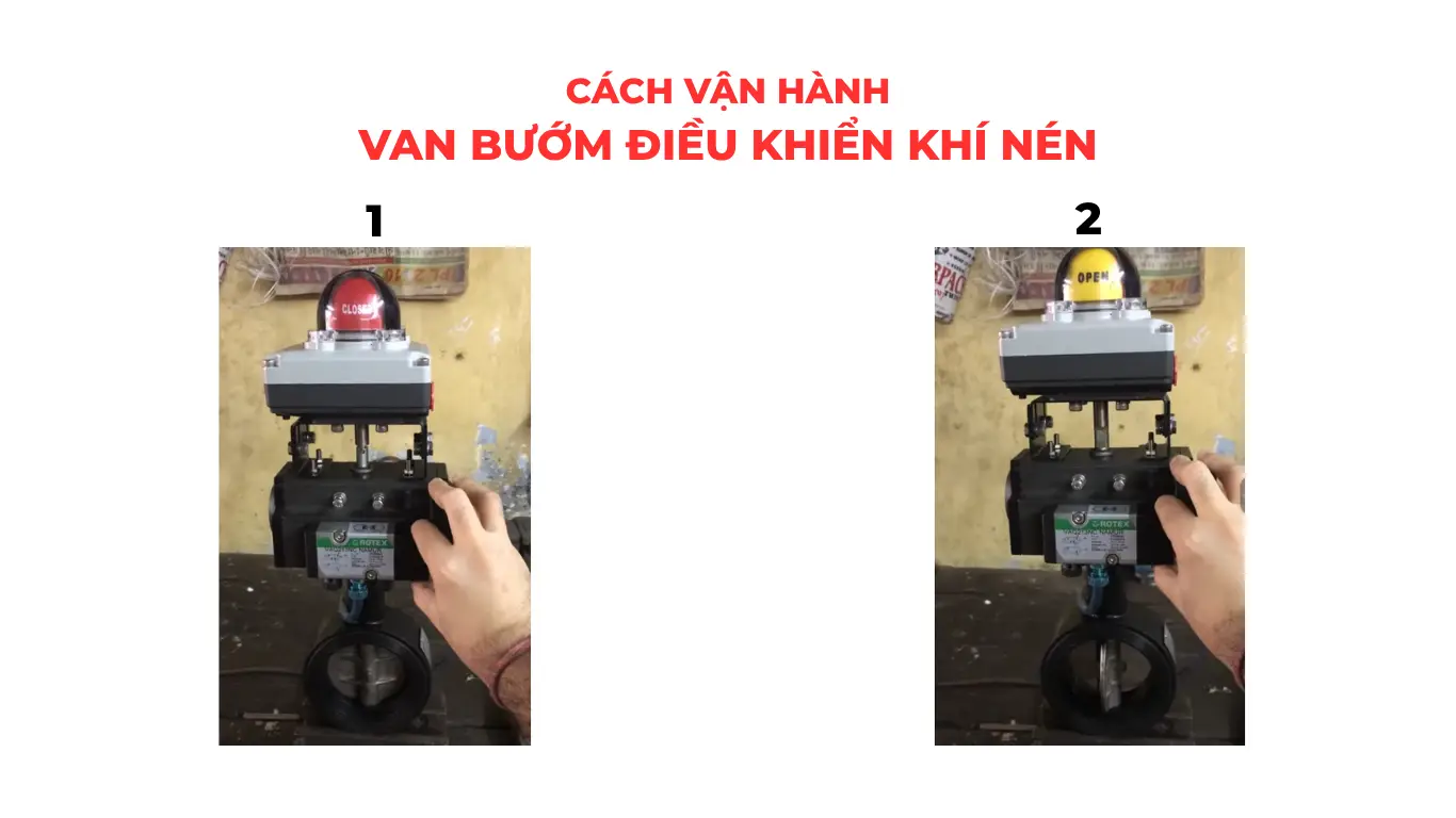 Các bước điều khiển van bướm khí nén