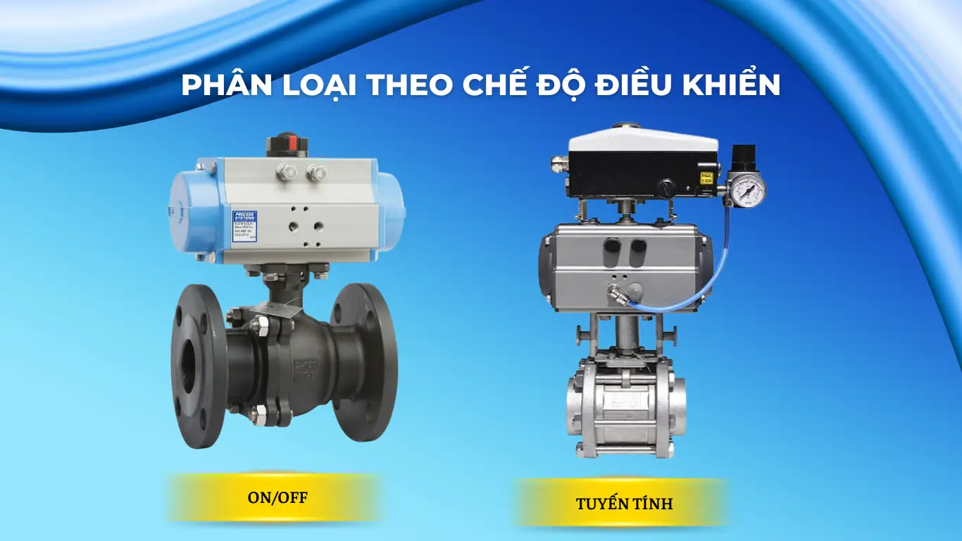 Phân loại van bi điều khiển bằng khí nén theo chế độ điều khiển